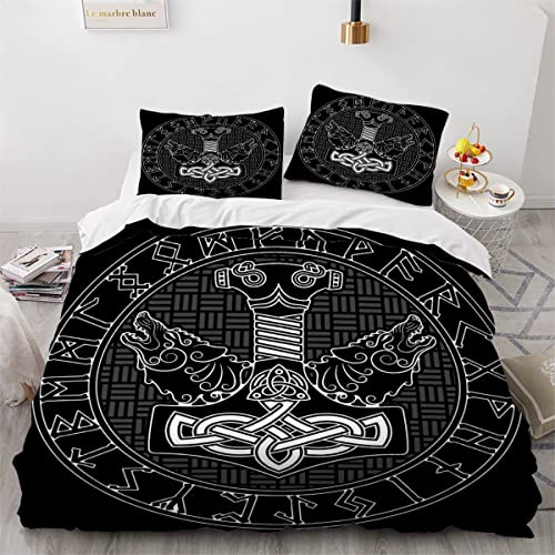 AOYNP Bettwäsche 200x200 Vikings Bettbezug Set 3 teilig Weich Microfaser Bettwäsche-Set Thors Hammer der Wikinger Kinderbettwäsche Bettwaren Mit ReißVerschluss Bettbezug Mit 2 Kissenbezug 80x80cm AOYNP Bettwäsche 200x200 Vikings Bettbezug Set 3 teilig Weich Microfaser Bettwäsche-Set Thors Hammer der Wikinger Kinderbettwäsche Bettwaren Mit ReißVerschluss Bettbezug Mit 2 Kissenbezug 80x80cm von AOYNP