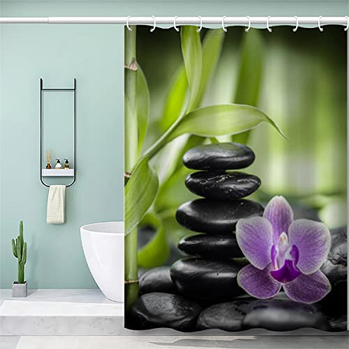 AOYNP Duschvorhang Anti-Schimmel Steine Orchideen Bambus 3D Motiv Textil Waschbar Duschvorhänge 120x180 cm mit 12 Duschvorhangringen für Badezimmer Badewanne Wasserdicht Badvorhang AOYNP Duschvorhang Anti-Schimmel Steine Orchideen Bambus 3D Motiv Textil Waschbar Duschvorhänge 120x180 cm mit 12 Duschvorhangringen für Badezimmer Badewanne Wasserdicht Badvorhang von AOYNP