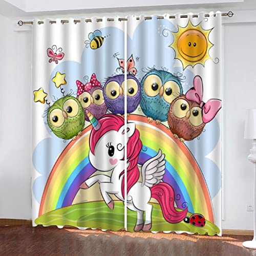 AOYNP Vorhang Blickdicht Kinderzimmer Verdunklungsvorhänge mit Ösen Cartoon-Pferd Gardinen süßer EulenregenbogenWohnzimmer Schlafzimmer Balkontir Schallschutz Thermovorhang 150x166 cm AOYNP Vorhang Blickdicht Kinderzimmer Verdunklungsvorhänge mit Ösen Cartoon-Pferd Gardinen süßer EulenregenbogenWohnzimmer Schlafzimmer Balkontir Schallschutz Thermovorhang 150x166 cm von AOYNP