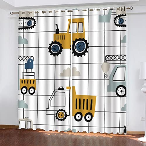 AOYNP Vorhang Blickdicht mit Ösen 3D Traktor Verdunkelungsvorhang Wohnzimmer 2er Set, BöhmenPolyester Schallschutz Gardinen für Kinderzimmer Dekoration 220x215 cm von AOYNP