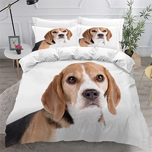 AOYNP Bettwäsche 135x200 Amerikanischer Beagle Bettbezug Set 3 teilig Weich Microfaser Bettwaren Süß Tier Hund Bettwäsche-Set für Kinder Teenager ReißVerschluss Bettbezug Mit 2 Kissenbezug 80x80cm von AOYNP