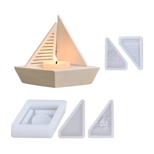 1 Set Silikonform für 3D-Segelformhalter, Kerzenhalter-Form für Heimdekoration und Bastelprojekte von AOYUDJ