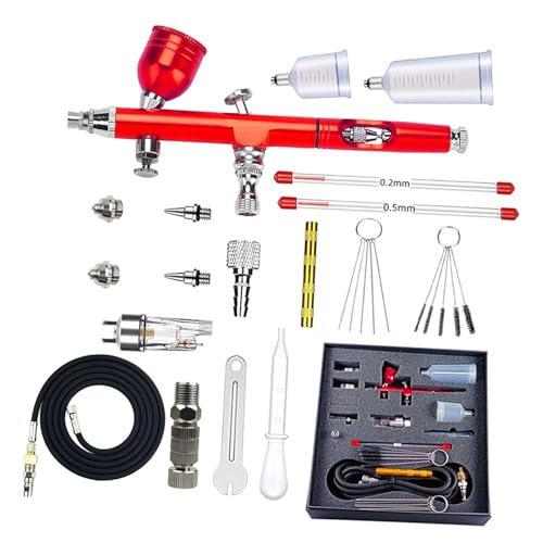 Airbrush-Kits, Airbrushing mit 4-teiligem Düsenset, 0,2/0,3/0,5 mm, Doppelwirkung, Gravitationszufuhr-Luftbürste für Kunstkompressor für Künstler von AOYUDJ