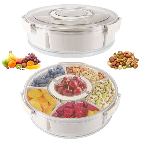 AOZBZ 320mm Runde Snackteller mit 6 Einzelnen Fächern Servierschale mit Deckel Servierteller Kunststoff Süssigkeiten Teller Set, für Nüsse Getrocknete Früchte Snacks Süßigkeiten Keks AOZBZ 320mm Runde Snackteller mit 6 Einzelnen Fächern Servierschale mit Deckel Servierteller Kunststoff Süssigkeiten Teller Set, für Nüsse Getrocknete Früchte Snacks Süßigkeiten Keks von AOZBZ