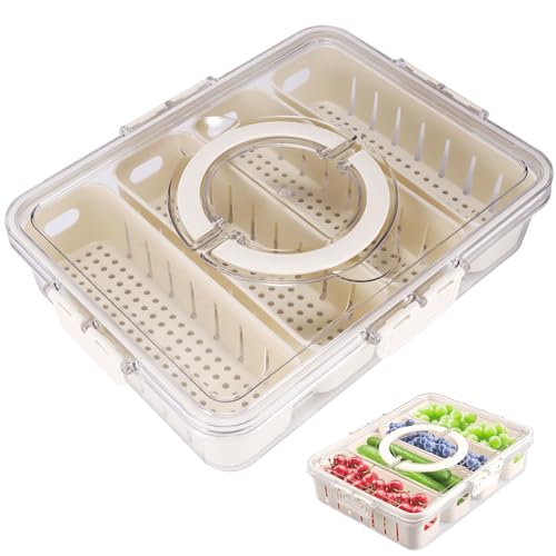 AOZBZ Snacktablett mit Deckel und Griff,Serviertablett mit 4 Fächern, tragbarer Snackbehälter-Box-Organizer mit Datumsmarkierung zur Vermeidung von Verderb, für Lebensmittel,Snacks,Gemüse, Süßigkeiten AOZBZ Snacktablett mit Deckel und Griff,Serviertablett mit 4 Fächern, tragbarer Snackbehälter-Box-Organizer mit Datumsmarkierung zur Vermeidung von Verderb, für Lebensmittel,Snacks,Gemüse, Süßigkeiten von AOZBZ