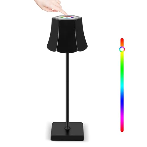 AOZBZ LED Tischlampe Kabellos, Dimmbare Nachttischlampe Touch, Schreibtischlampe, Leselampe, Tischleuchte Outdoor und Indoor, USB-C, Camping Lampe, Warmweißes Licht, Ø380x115 mm von AOZBZ