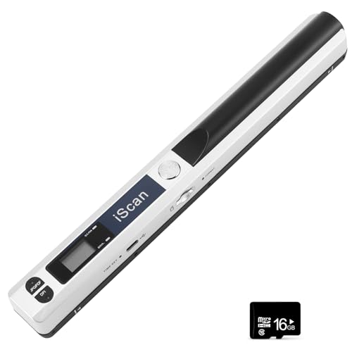 AOZBZ Tragbarer Dokumentenscanner, 900 DPI, Handgerät, USB-Bildscanner, A4, Farbfoto, mobiler Scanner (JPG/PDF-Format, High Speed USB 2.0) (Scanner + 16GTF-Karte), Weiß von AOZBZ