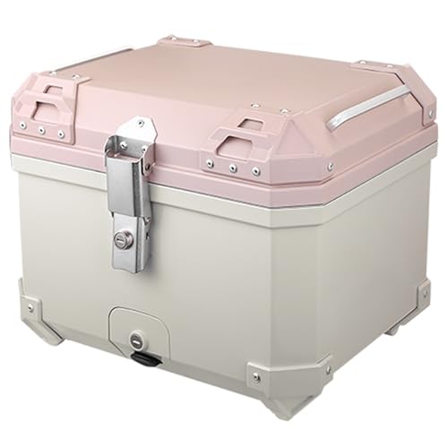 AOZENG Motorrad-Reisekoffer Universal-Motorrad-Topcase Rollerkoffer Mit Großem Fassungsvermögen Mit Sicherheitsschloss Wasserdicht Motorrad Kofferraumbox Für Helmgepäck(Pink White,45L) von AOZENG