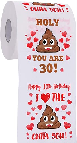 AOZITA Geschenk zum 30. Geburtstag für Männer und Frauen, Happy Prank Toilettenpapier, Dekoration zum 30. Geburtstag, Partyzubehör, lustige Gag-Geschenke, Neuheit Geburtstagsgeschenk für Freunde, 380 von AOZITA