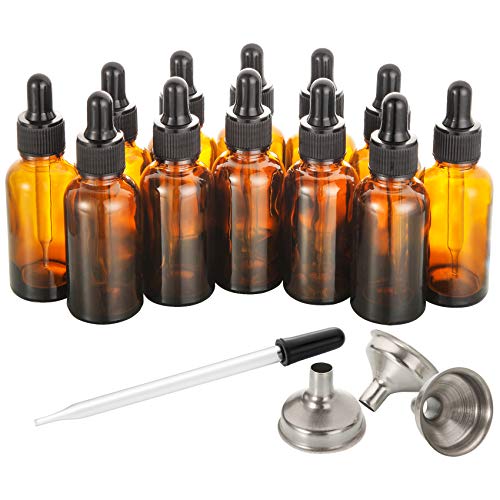 Bernsteinfarbene Tropfflaschen mit 3 Edelstahl-Trichtern und 1 langen Glaspipette – 30 ml Glasflaschen mit Augentropfen, auslaufsichere Flasche für Gesundheit, Körperpflege und Schönheit, 12 Stück Bernsteinfarbene Tropfflaschen mit 3 Edelstahl-Trichtern und 1 langen Glaspipette – 30 ml Glasflaschen mit Augentropfen, auslaufsichere Flasche für Gesundheit, Körperpflege und Schönheit, 12 Stück von AOZITA