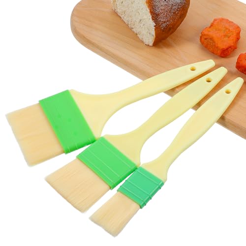 AOUZO 3 Stück Backpinsel zum Backen, Backpinsel Naturborsten Kochfett Pinsel Küche Pastry Brush Set für Grillen Sauce Marinade Backen Grillen Kochen und Ölverteilen von AOZUO