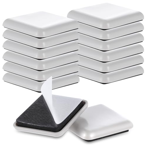 AOZUO 12 Stück Möbelgleiter, 3,8 cm Quadratisch Selbstklebende Möbelgleiter Pads Wie Wiederverwendbare Möbel Stuhlbeingleiter Teppichgleiter für Hartholzböden Bewegliche Tische Schreibtische Betten von AOZUO