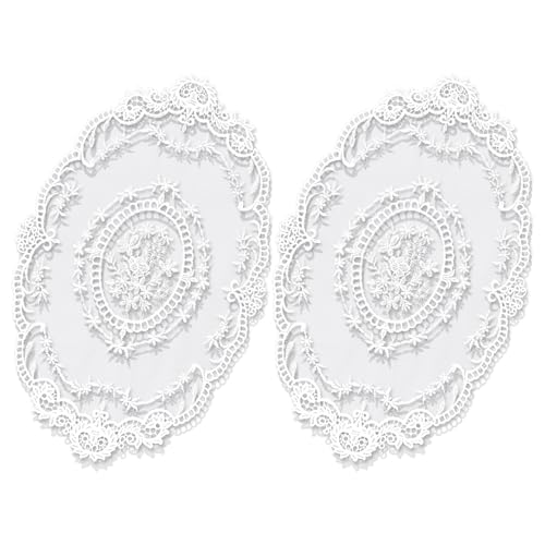 AOZUO 2 Stück Retro Platzsets aus französischer Spitze, Exquisite Blumenstickerei Platzsets Häkeldeckchen, Handgefertigte Weiß Runde Deckchen Untersetzer Vasenmatte für Heimdekoration (45 x 28cm) AOZUO 2 Stück Retro Platzsets aus französischer Spitze, Exquisite Blumenstickerei Platzsets Häkeldeckchen, Handgefertigte Weiß Runde Deckchen Untersetzer Vasenmatte für Heimdekoration (45 x 28cm) von AOZUO