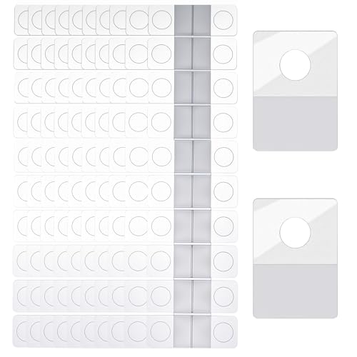 AOZUO 200 Stück Transparente Selbstklebend Hängen Tabs,Faltbare Selbstklebende Aufhängelaschen Schlitzloch Durchsichtige Klebelaschen Shop Display Hang Hängelaschen für Den Laden Einzelhandel von AOZUO