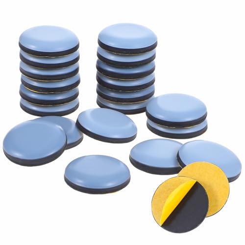 AOZUO 24 Stück Teflongleiter Selbstklebend,2.5cm Teppichfliesen Selbstklebend,Stuhlgleiter Möbelgleiter für Schwere Möbel Selbstklebende Stuhlgleiter Pads Runde Wiederverwendbare Möbelgleiter von AOZUO