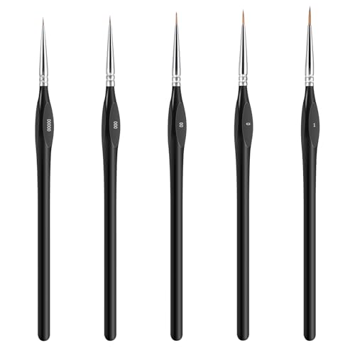 AOZUO 5 Stück Feine Pinsel Set, 5 Größen Micro Detail Paint Brush Acrylpinsel, Künstlerpinsel Pinsel Set, Malen nach Zahlen Pinsel für Nagelkunst, Acryl, Aquarell, Ölgemälde, Strichmalerei (5 Größen) AOZUO 5 Stück Feine Pinsel Set, 5 Größen Micro Detail Paint Brush Acrylpinsel, Künstlerpinsel Pinsel Set, Malen nach Zahlen Pinsel für Nagelkunst, Acryl, Aquarell, Ölgemälde, Strichmalerei (5 Größen) von AOZUO