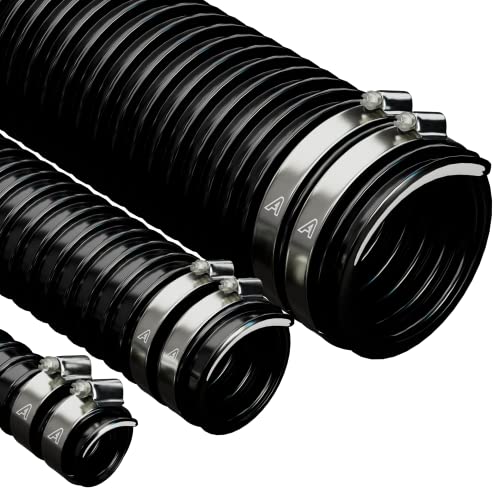 AP Automotive Flexibler Teichschlauch aus gewelltem PVC, 50 mm x 2 m, Schwarz, 1 Stück von AP Automotive