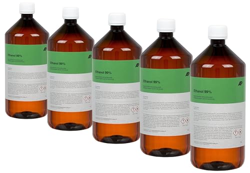 5 X 1L Ethanol 99%, Synthetische Qualität, vergällt, ideal im Haushalt oder als Brennstoff (5L) von AP