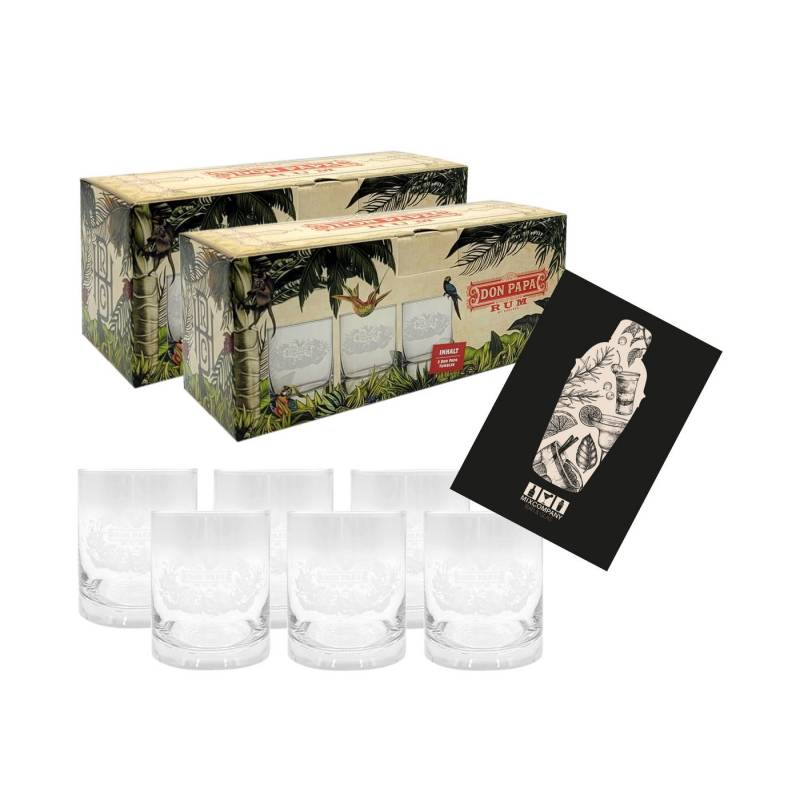 Mixcompany Longdrinkglas Don Papa Rum Tumbler Glas Gläser Longdrinkglas Set - 6 x Gläser Ron von Mixcompany