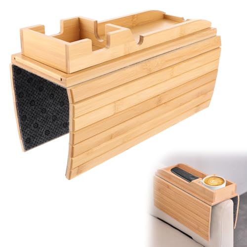 APACALI 1 Stück Couch Tablett Armlehne, Armlehnen Tablett, Sofatablett Bambus, Rutschfestes Couch Tablett, Faltbarer Sofa Armlehne Ablage für Snacks Fernbedienung Handy Getränke Tasse APACALI 1 Stück Couch Tablett Armlehne, Armlehnen Tablett, Sofatablett Bambus, Rutschfestes Couch Tablett, Faltbarer Sofa Armlehne Ablage für Snacks Fernbedienung Handy Getränke Tasse von APACALI