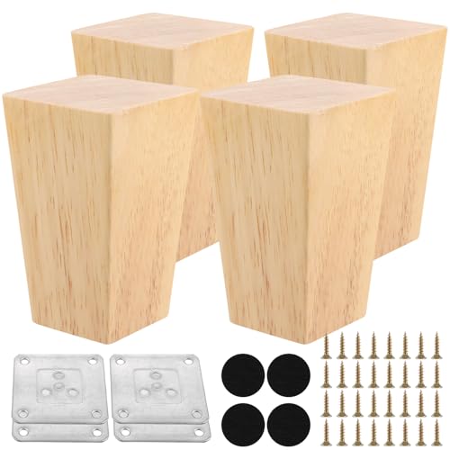APACALI 4 Stück Möbelfüße Holz 8cm, Holzfüße für Möbel, Tischbeine aus Holz, Möbelbeine aus Eiche mit Fußpolster, Massivholz Beine für Schrank Sofa Couchtisch Natürliche Farbe APACALI 4 Stück Möbelfüße Holz 8cm, Holzfüße für Möbel, Tischbeine aus Holz, Möbelbeine aus Eiche mit Fußpolster, Massivholz Beine für Schrank Sofa Couchtisch Natürliche Farbe von APACALI
