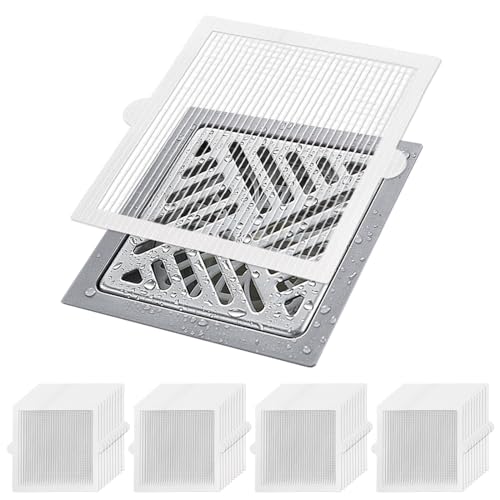 APACALI 40 Stück Abfluss Haarfänger Einweg, Dusche Abflussabdeckung Einweg Abflusssieb Kleben Abflussfilter Duschabfluss Mesh Aufkleber Sink Strainer für Waschbecken Badewanne und Küche von APACALI