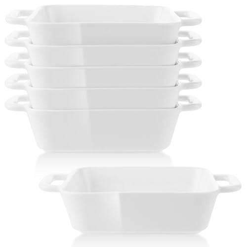 APACALI 6 Stück Auflaufform Ofenform Backform Klein aus Keramik, Kleine auflaufförmchen Keramik für den Backofen, Ideal fur Souffle Creme Brulee Lasagne Tiramisu Pudding Kinderportion von APACALI