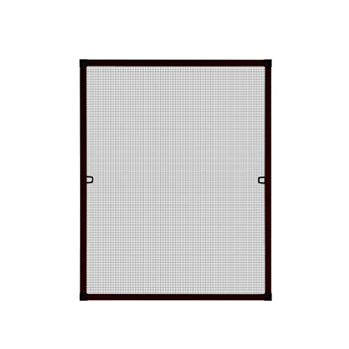 APANA Fliegengitter Fenster 120x140 cm braun - Alurahmen & robustes Fiberglasgewebe – Insektenschutz ohne Bohren mit Bürstendichtung – montagefertig – Fliegennetz von APANA