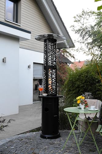 APANA Gasheizer 11,5 kW Bellamente Design New York - praktischer Gasheizstrahler für Terrasse, Garten und Balkon mit Umkippsicherung & Abschaltautomatik schwarz Pantone 7C von APANA
