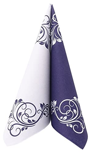 APARTina Servietten Ornamente 40x40 cm stoffähnlich Airlaid, stoffähnliche Hochzeitsservietten Serviette Hochzeit Einwegserviette - BELLISSIMA dunkelblau von APARTina