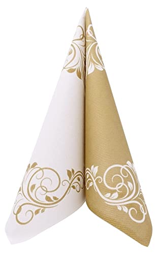 APARTina Servietten Ornamente 40x40 cm stoffähnlich Airlaid, stoffähnliche Hochzeitsservietten Serviette Hochzeit Einwegserviette - BELLISSIMA gold von APARTina