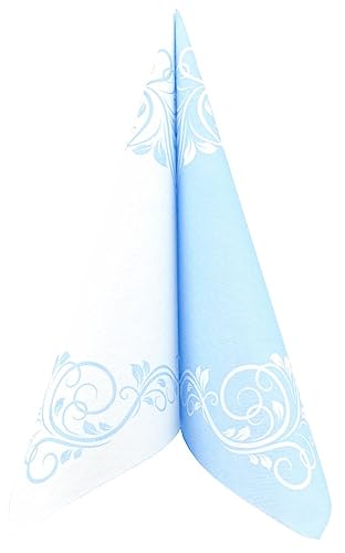 APARTina Servietten Ornamente 40x40 cm stoffähnlich Airlaid, stoffähnliche Hochzeitsservietten Serviette Hochzeit Einwegserviette - BELLISSIMA hellblau von APARTina