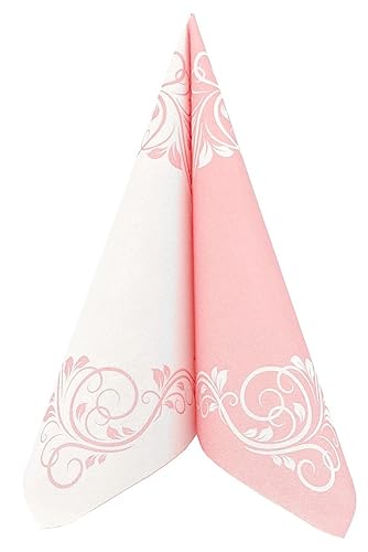 50 Servietten Ornamente 40x40 cm stoffähnlich Airlaid - BELLISSIMA, Farbe:rosa von APARTina