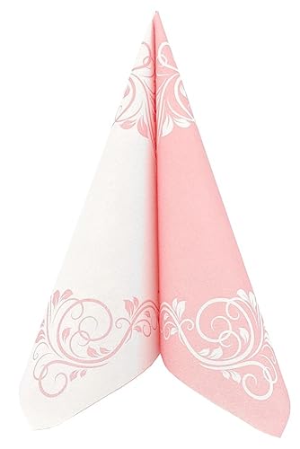 APARTina Servietten Ornamente 40x40 cm stoffähnlich Airlaid, stoffähnliche Hochzeitsservietten Serviette Hochzeit Einwegserviette - BELLISSIMA Rosa von APARTina