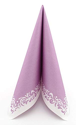 50 Servietten stoffähnlich - ROMANTIQUE, Farbe:pastell lila, Größe:33x33 cm von APARTina