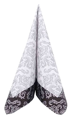 APARTina 100 Servietten Ornament 33x33 cm Papier - Barock silber schwarz, perfekt für verschiedene Anlässe, Tissue Serviette hochwertig von APARTina
