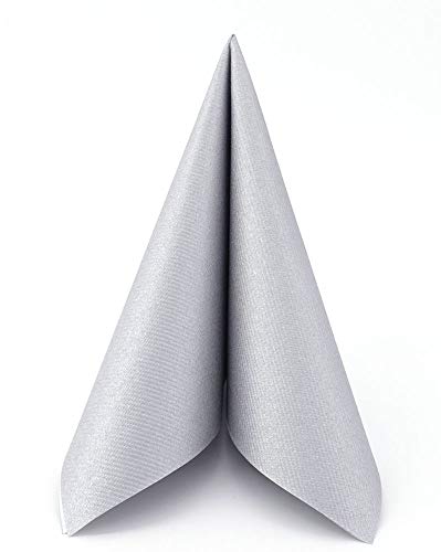 50 APARTina Servietten stoffähnlich Airlaid - UNI, Farbe:silber, Größe:33x33 cm von APARTina