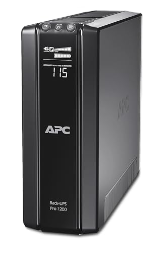 APC Back UPS PRO USV 1200VA Leistung - BR1200G-GR - inkl. 150.000 Euro Geräteschutzversicherung (6-Schuko Ausgänge, Stromsparfunktion, Multifunktionsdisplay) von APC