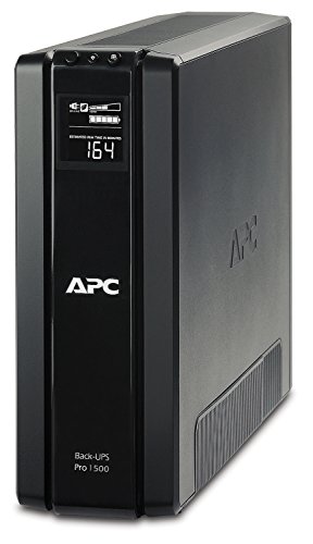 APC Back UPS PRO USV 1500VA Leistung - BR1500G-GR - inkl. 150.000 Euro Geräteschutzversicherung (6-Schuko Ausgänge, Stromsparfunktion, Multifunktionsdisplay) von APC