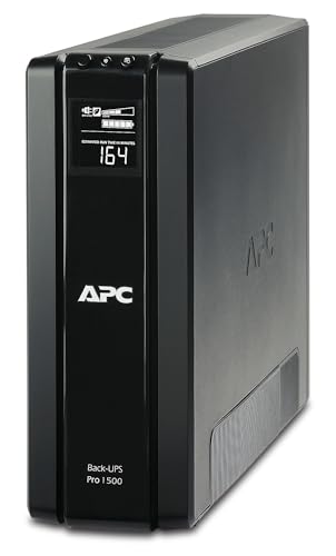 APC Back UPS PRO USV 1500VA Leistung - BR1500G-GR - inkl. 150.000 Euro Geräteschutzversicherung (6-Schuko Ausgänge, Stromsparfunktion, Multifunktionsdisplay) von APC