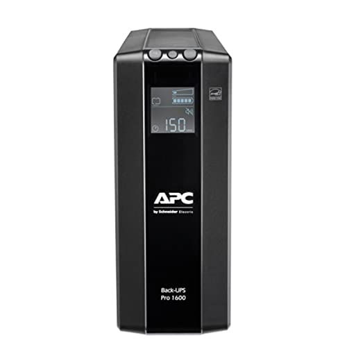 APC by Schneider Electric Back UPS PRO - BR1600MI - UPS 1600VA Leistung - MI modell (8 IEC Outlets, IEC - Kaltgeräte Ausgänge, LCD interface, 1GB Dataline protection) von APC