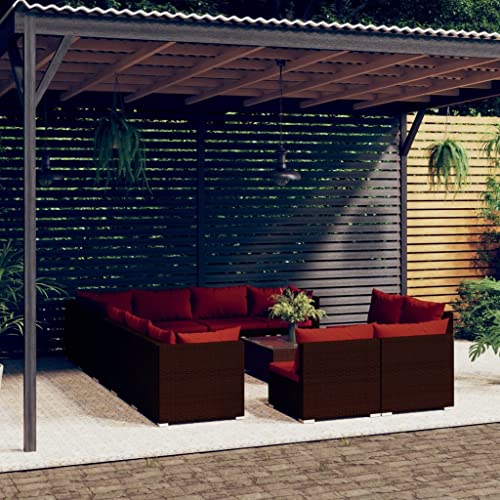 APCSA Möbel - 13-teiliges Gartenlounge Set mit Kissen aus braunem Polyrattan - Outdoor-Möbel von APCSA