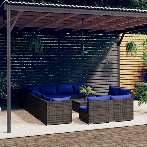 APCSA Möbel – 13-teiliges Gartenlounge Set mit Kissen aus grauem Polyrattan – Outdoor-Möbel von APCSA