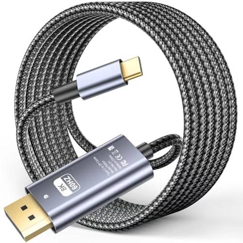 APCUWCQ USB C auf DisplayPort Kabel 2M 8K@60Hz 30Hz 4K@240Hz 144Hz HDR VRR Thunderbolt 4 3 DP1.4 Kabel kompatibel mit iPhone 15 MacBook Pro Air M1 M2 iPad Pro Air 5 Surface Pro 8 Galaxy S23 S22 von APCUWCQ