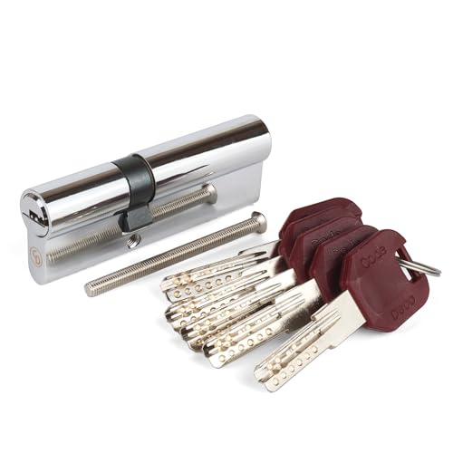 APECS Schließzylinder Sicherheitsschloss Wohnungstür Doppelzylinder 90 (40/50) mm mit 5 Schlüsseln Modell CodeDeco ZM-90(40/50) Chrom von APECS