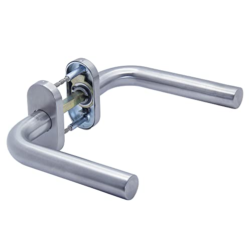 APECS Türgriffe Oval Rosette edelstahl für Haustür und Innentüren Drückergarnitur L-Modell H-0901 von APECS