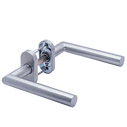 APECS Türgriffe Oval Rosette edelstahl für Haustür und Innentüren Drückergarnitur L-Modell H-0904 von APECS