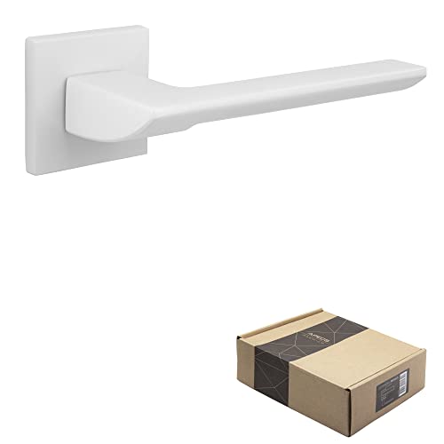 APECS Türgriffe innentüren Modern Türklinke für Haustür und Innentür mit quadratisch Rosetten Türgriff weiß matt Drückergarnitur mit Befestigungsmaterial Türbeschlag Modell ELECTRA APECS Türgriffe innentüren Modern Türklinke für Haustür und Innentür mit quadratisch Rosetten Türgriff weiß matt Drückergarnitur mit Befestigungsmaterial Türbeschlag Modell ELECTRA von APECS