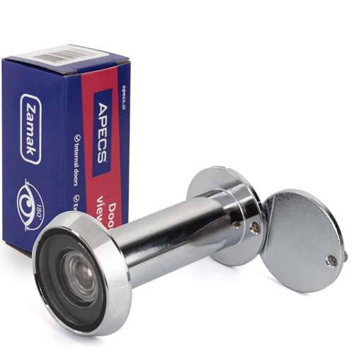 APECS Türspion mit Sichtschutz für Tür 50-90mm Bohrloch - Ø16mm Farbe chrom Türspionabdeckung Modell 6016/50-90-CR von APECS