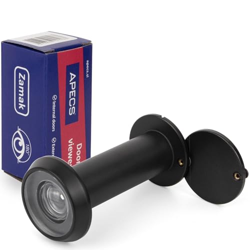 APECS Türspion mit Sichtschutz für Tür 50-90mm Bohrloch - Ø16mm Farbe schwarz Türspionabdeckung Modell 6016/50-90-BLM von APECS